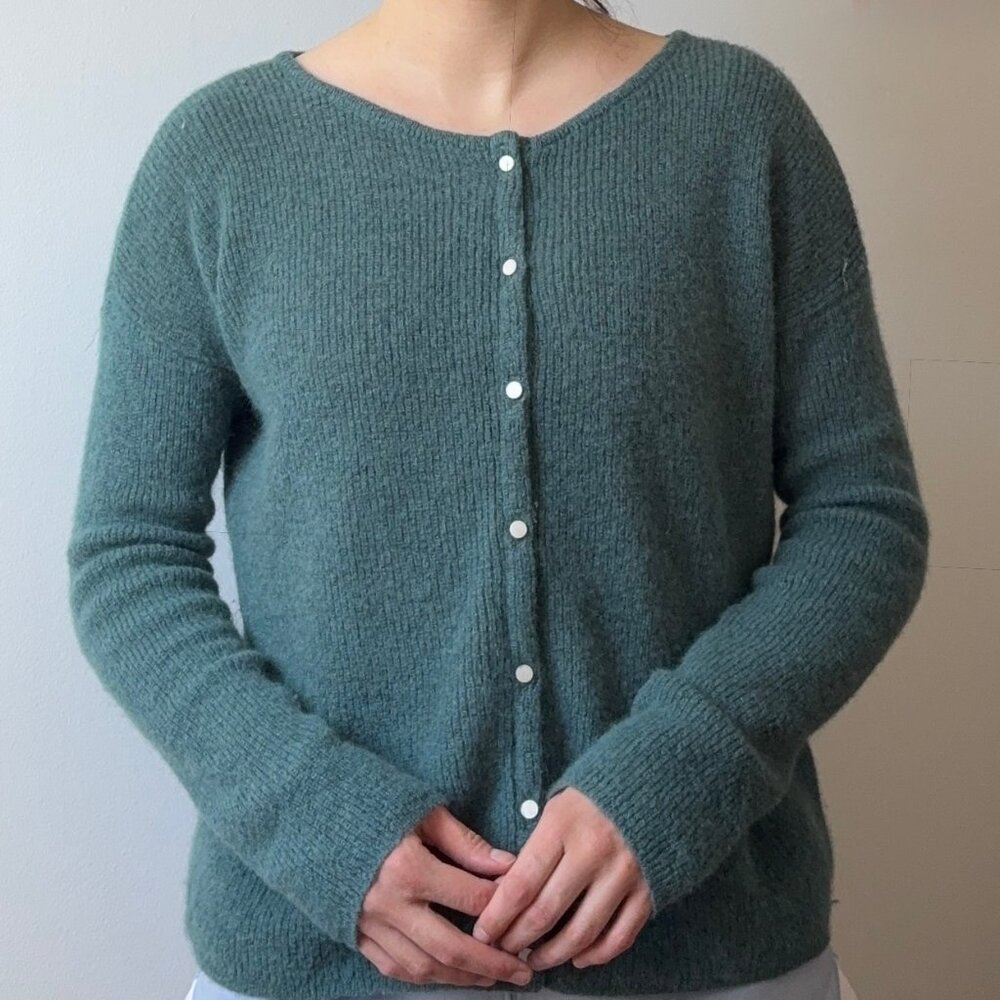 Sezane XS Gaspard Cardigan Teal/Sage